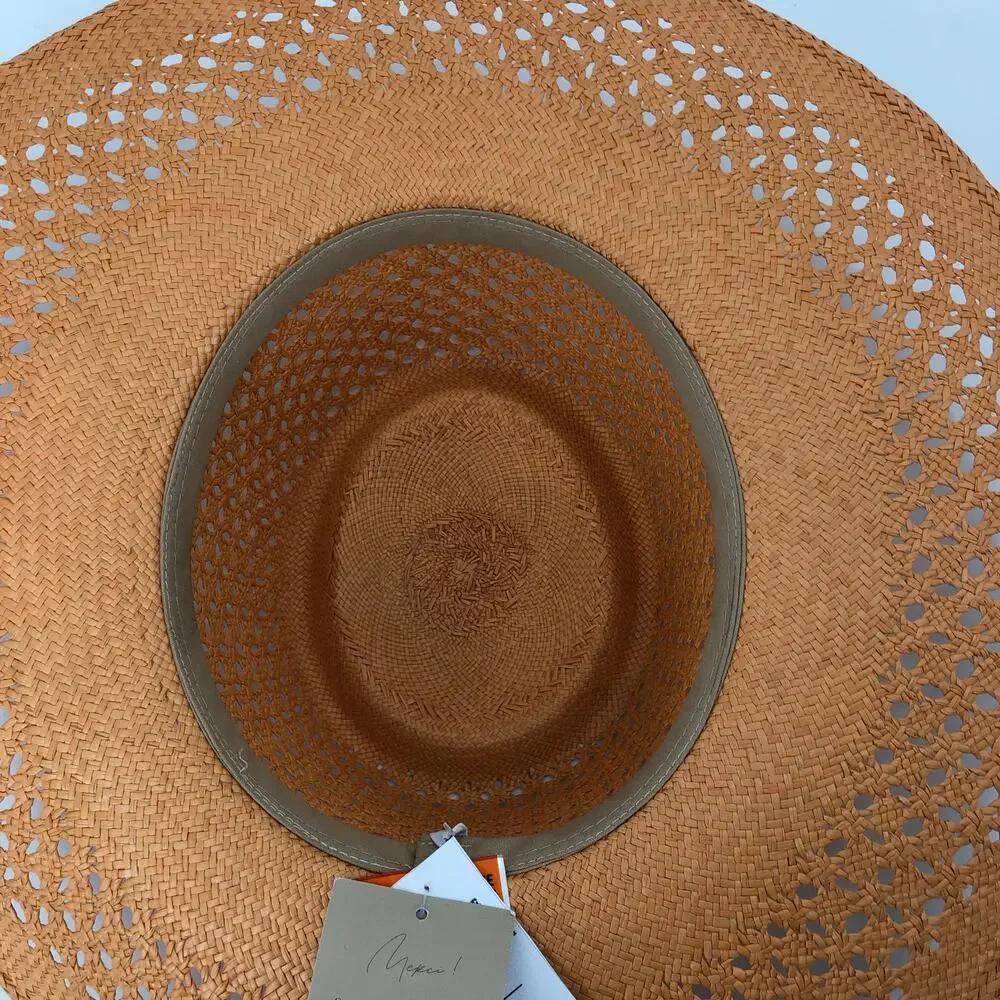 BRAND NEW Van Palma Opale Junior Woven Toquilla Straw Large Brim Hat Size Large